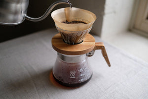 Hario V60 Glass Dripper Olive Wood Base 1-2 Person Dripper Hario 